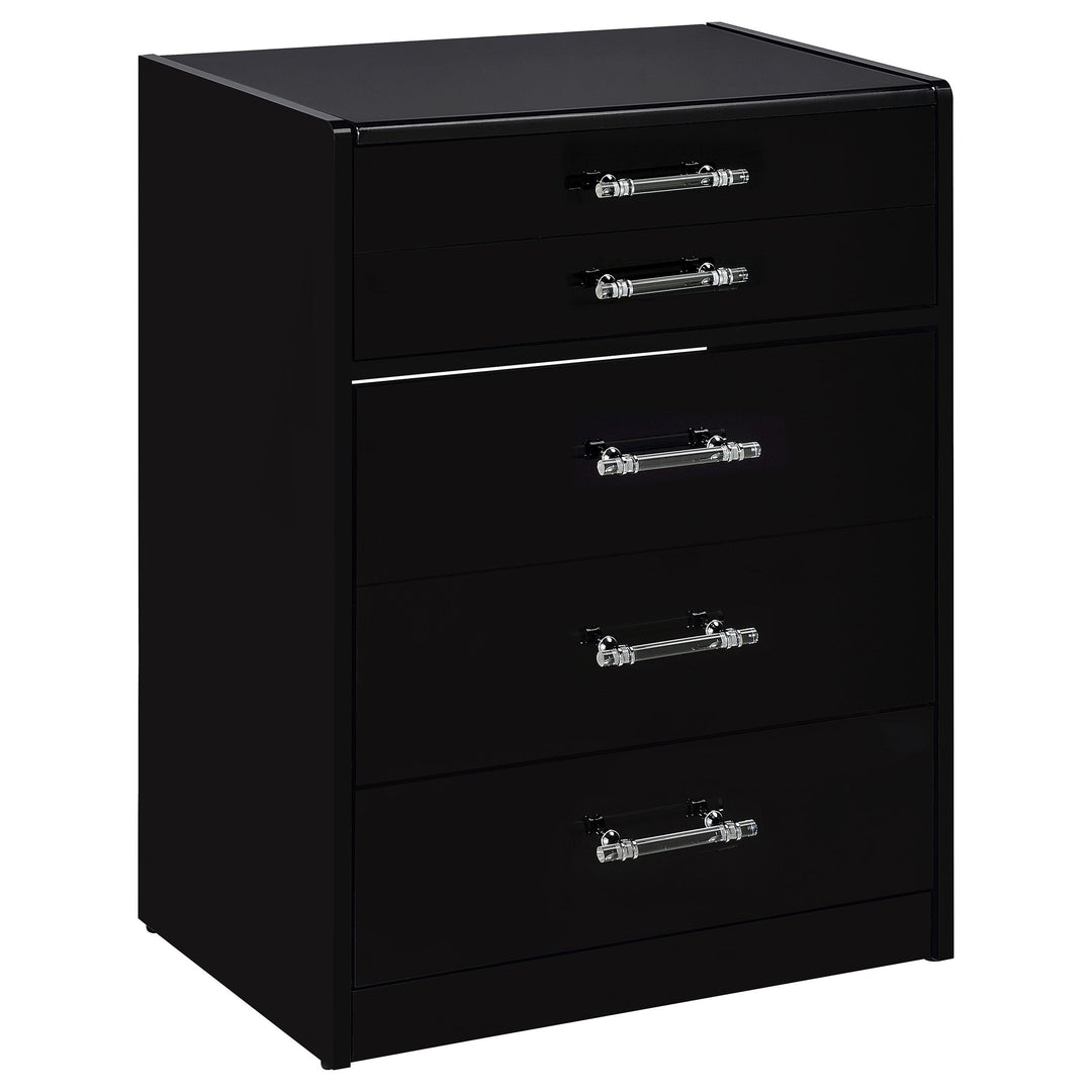 Danbury 3-drawer Makeup Vanity &amp; Stool Set Black High Gloss