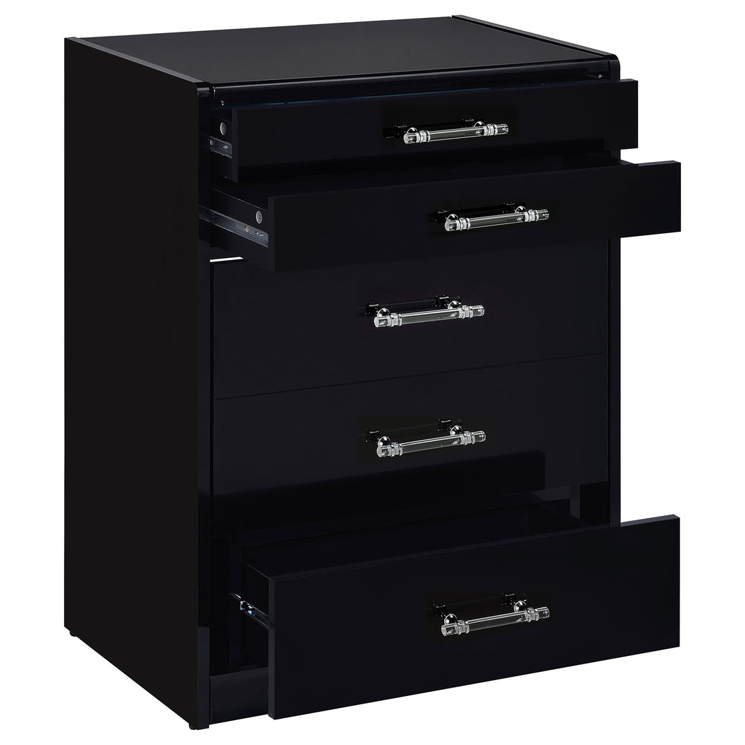 Danbury 3-drawer Makeup Vanity &amp; Stool Set Black High Gloss