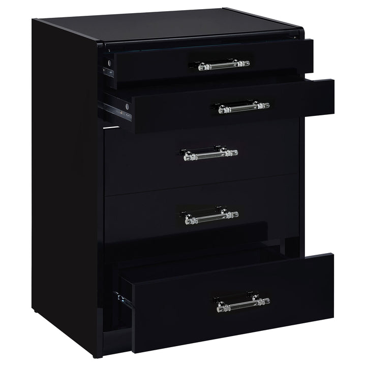 Danbury 3-drawer Makeup Vanity &amp; Stool Set Black High Gloss