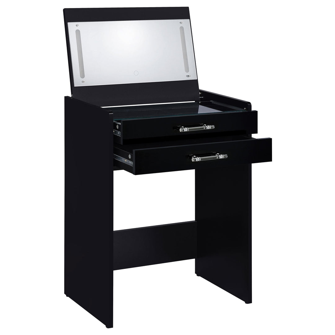 Danbury 3-drawer Makeup Vanity &amp; Stool Set Black High Gloss