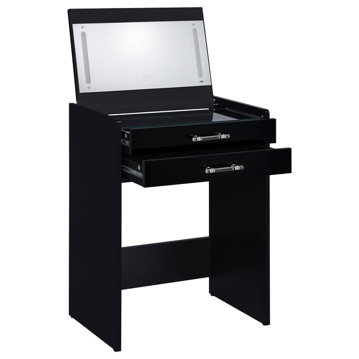 Danbury 3-drawer Makeup Vanity &amp; Stool Set Black High Gloss