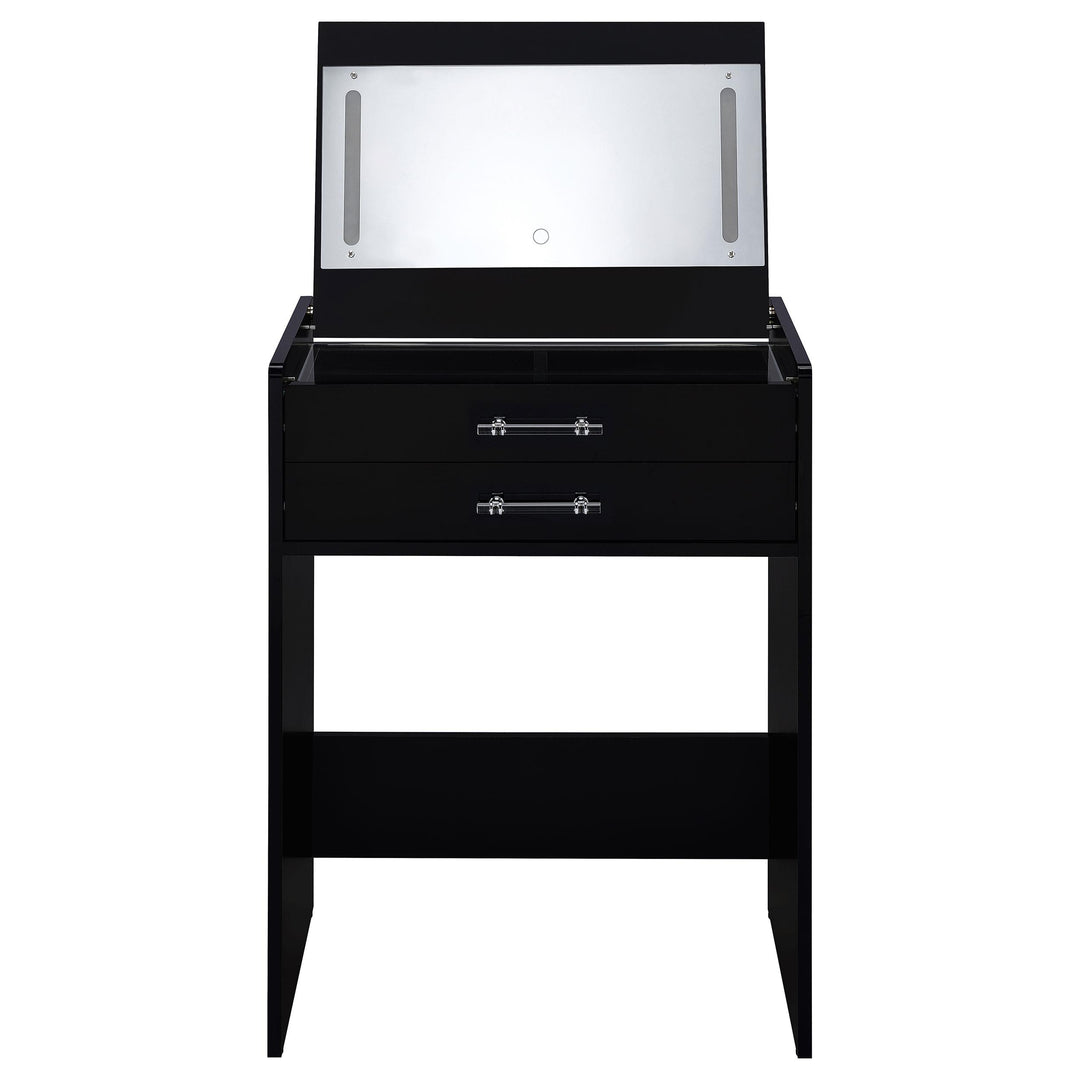 Danbury 3-drawer Makeup Vanity &amp; Stool Set Black High Gloss