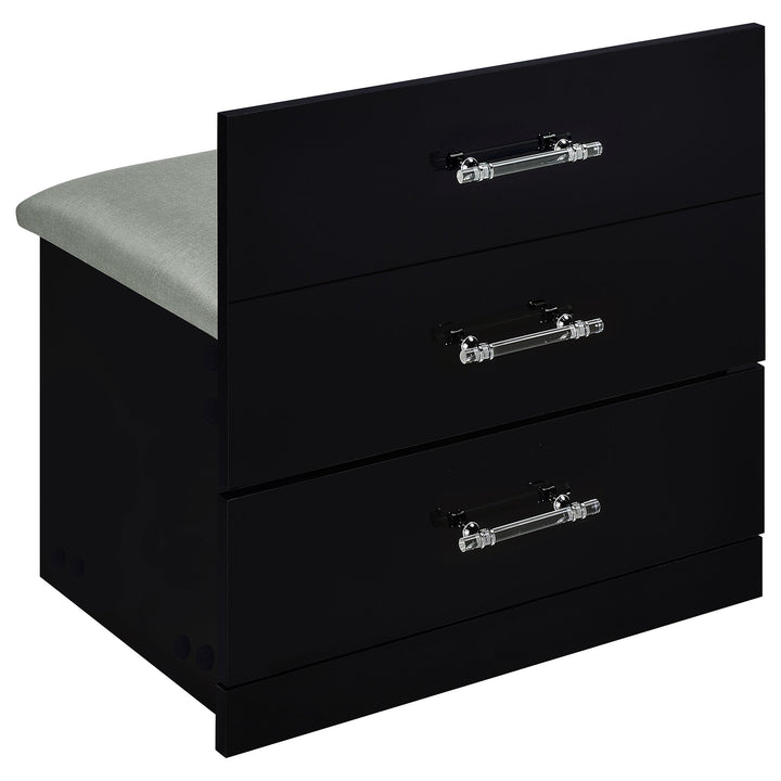 Danbury 3-drawer Makeup Vanity &amp; Stool Set Black High Gloss