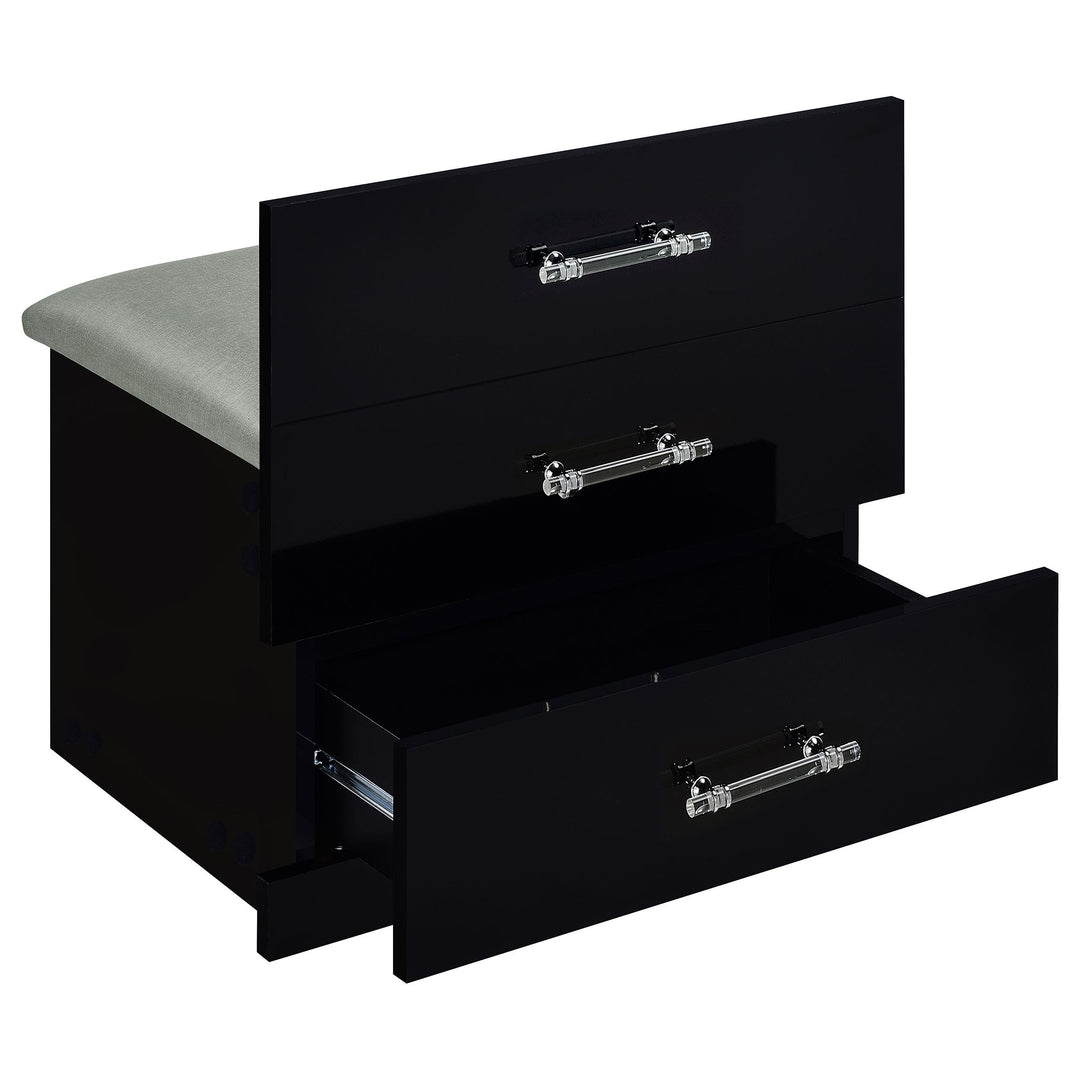 Danbury 3-drawer Makeup Vanity &amp; Stool Set Black High Gloss