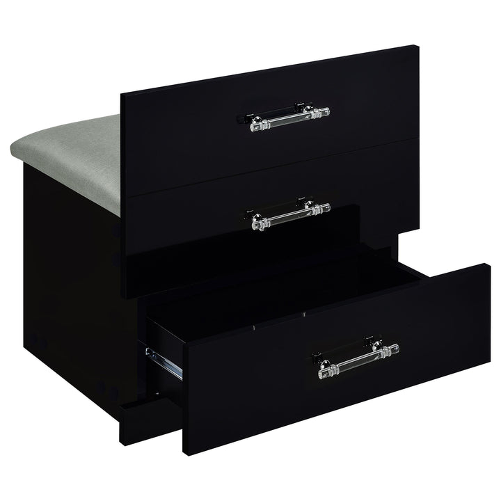 Danbury 3-drawer Makeup Vanity &amp; Stool Set Black High Gloss