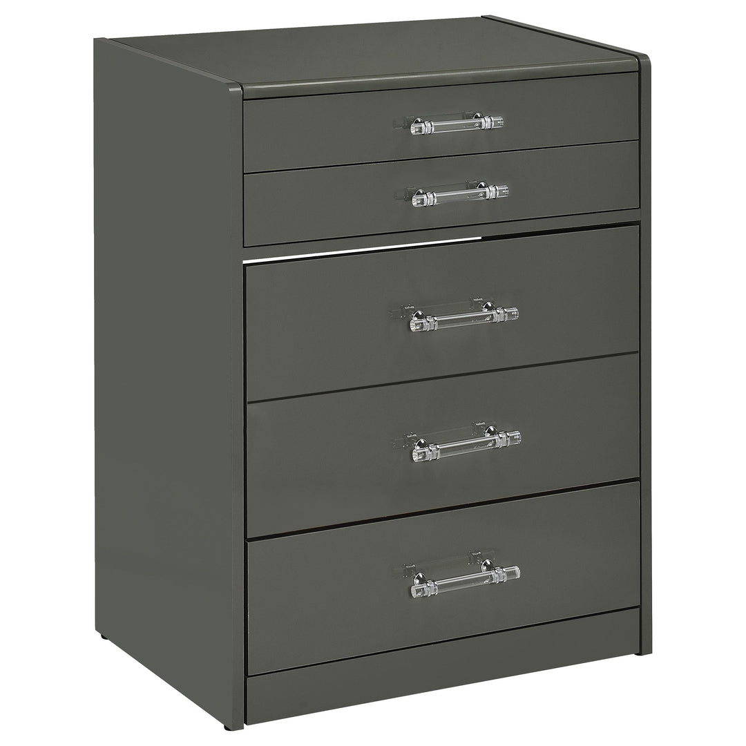 Danbury 3-drawer Makeup Vanity &amp; Stool Set Grey High Gloss