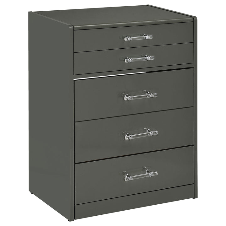 Danbury 3-drawer Makeup Vanity &amp; Stool Set Grey High Gloss