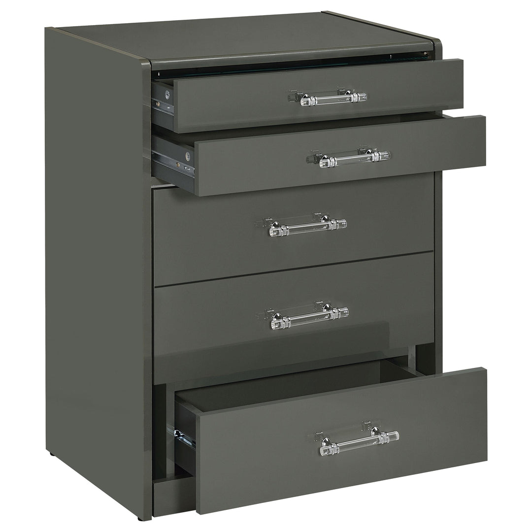 Danbury 3-drawer Makeup Vanity &amp; Stool Set Grey High Gloss
