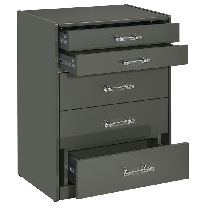 Danbury 3-drawer Makeup Vanity &amp; Stool Set Grey High Gloss
