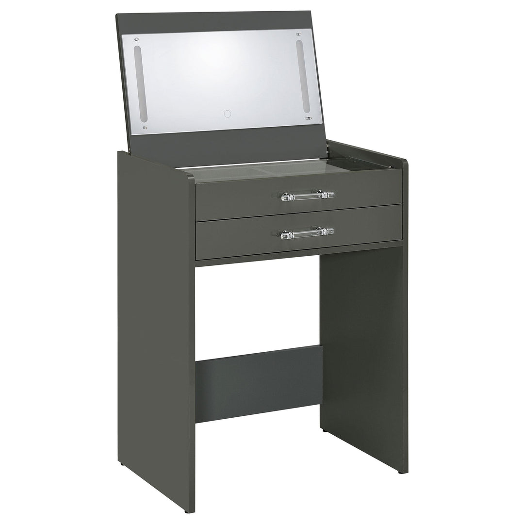 Danbury 3-drawer Makeup Vanity &amp; Stool Set Grey High Gloss