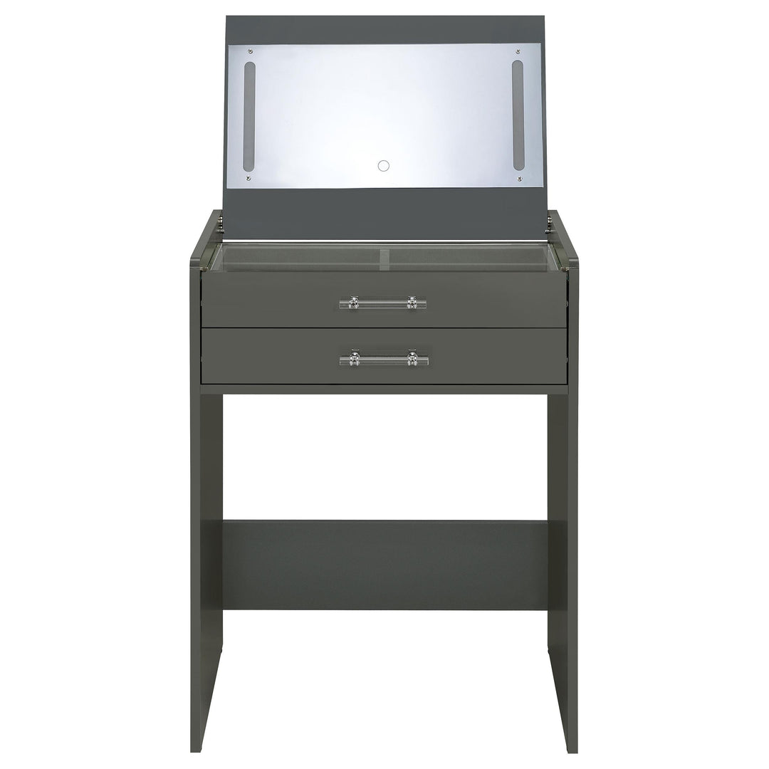 Danbury 3-drawer Makeup Vanity &amp; Stool Set Grey High Gloss