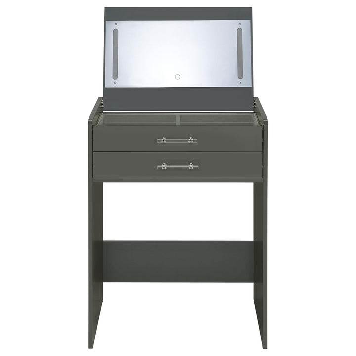 Danbury 3-drawer Makeup Vanity &amp; Stool Set Grey High Gloss