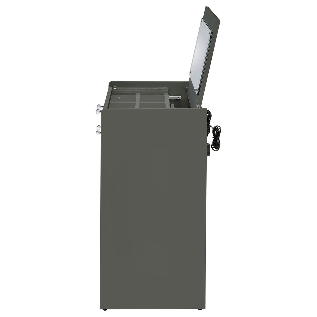 Danbury 3-drawer Makeup Vanity &amp; Stool Set Grey High Gloss