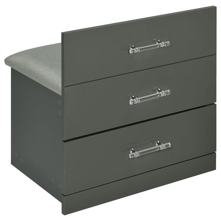 Danbury 3-drawer Makeup Vanity &amp; Stool Set Grey High Gloss