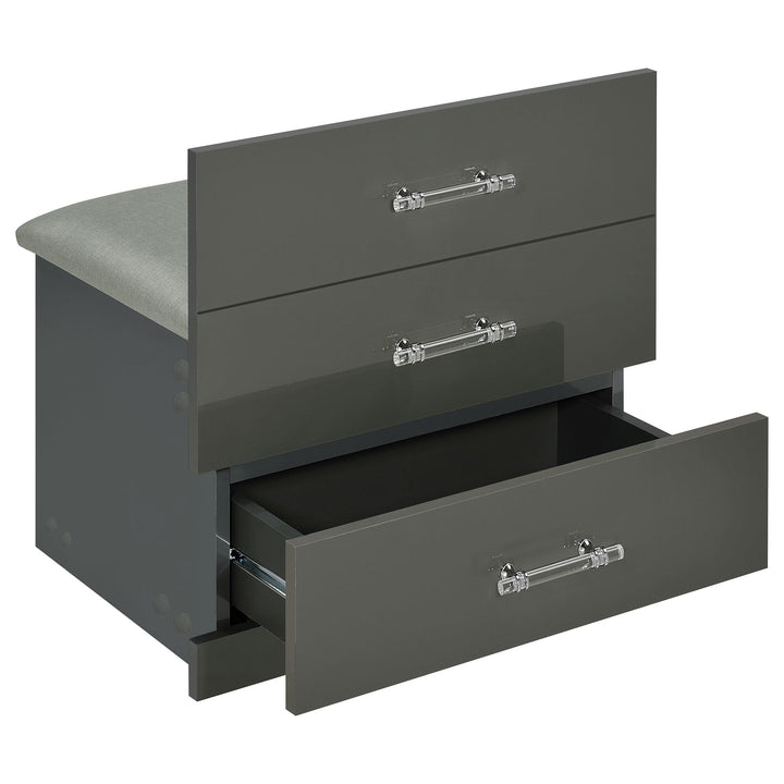 Danbury 3-drawer Makeup Vanity &amp; Stool Set Grey High Gloss