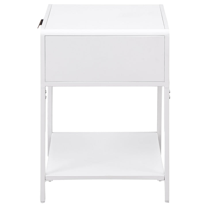 Amherst 1-drawer Radio Weave Cane Metal Bedside Table White