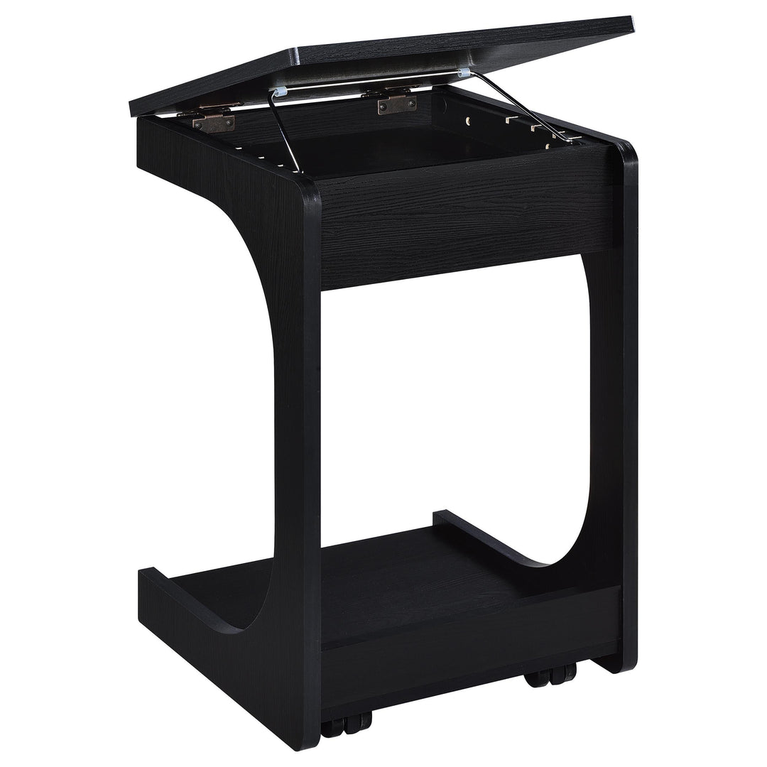 Ralston C-Shaped Lift-Top Sofa Side Table With Casters Black
