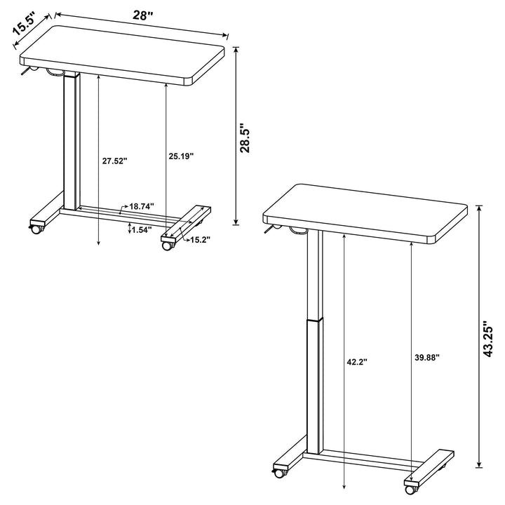 Westpark Pneumatic Adjustable C-Shape Side Table with Casters Black