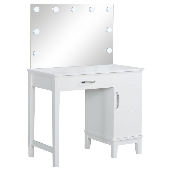 Elijah Vanity Set with Lighting &amp; Stool White and Dark Grey