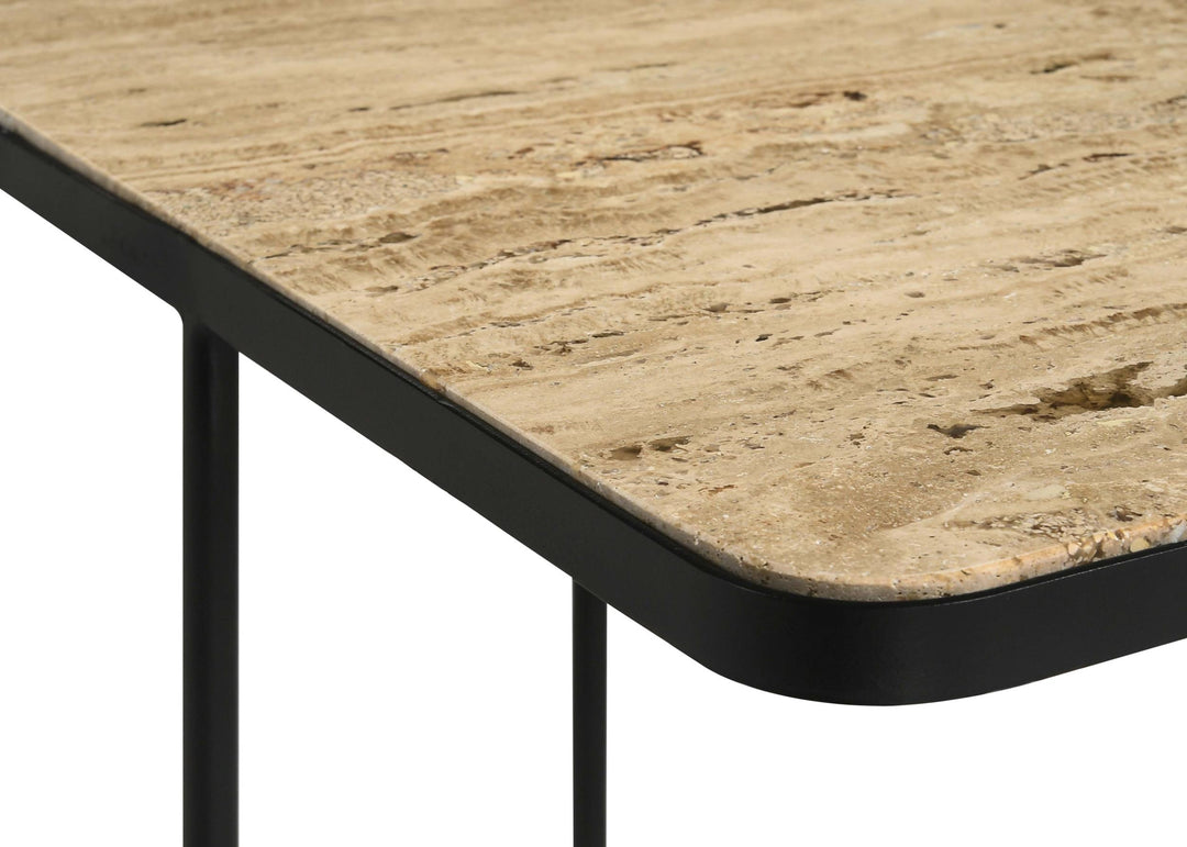 Elyna Square Stone Top Accent Side Table Beige