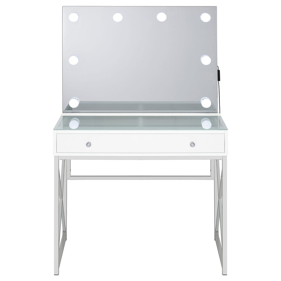Eliza Vanity Set with Lighting &amp; Stool White and Chrome