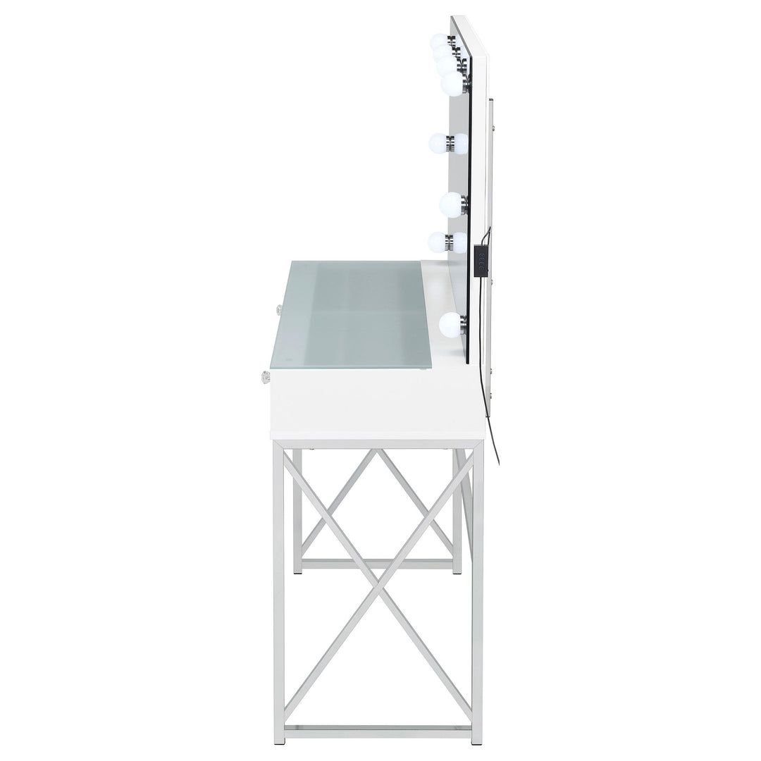 Eliza Vanity Set with Lighting &amp; Stool White and Chrome