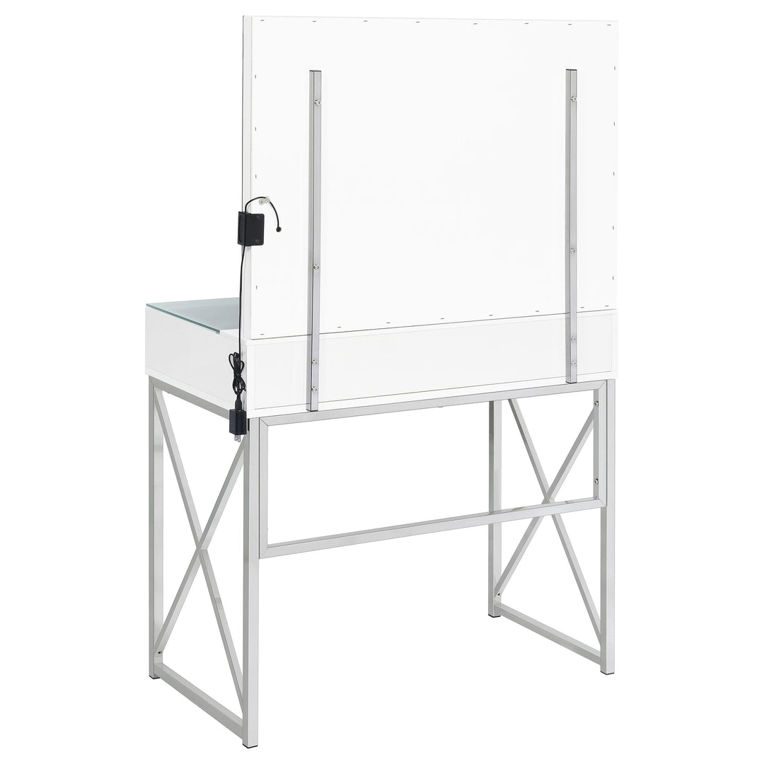 Eliza Vanity Set with Lighting &amp; Stool White and Chrome