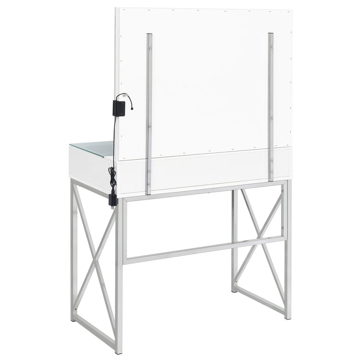 Eliza Vanity Set with Lighting &amp; Stool White and Chrome