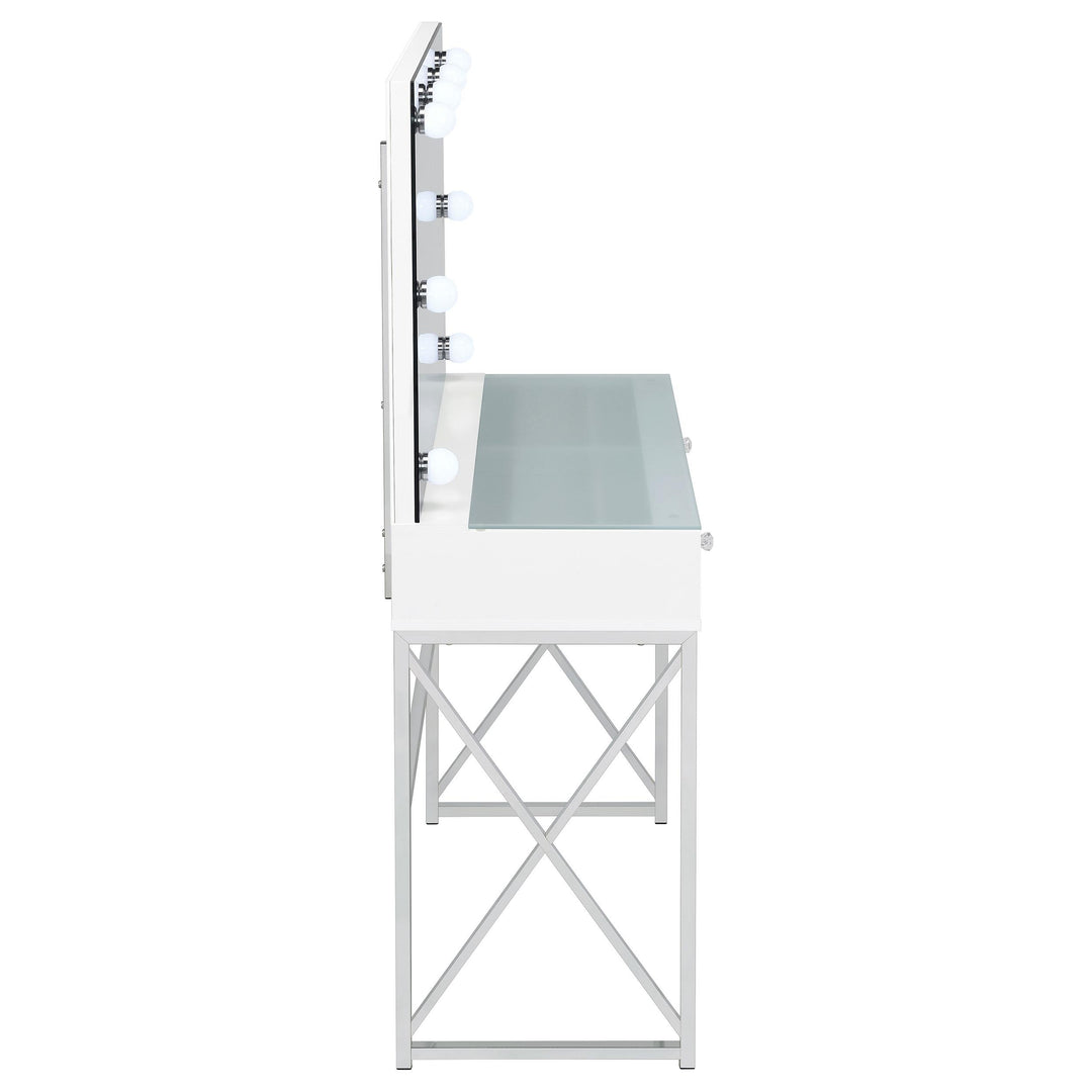Eliza Vanity Set with Lighting &amp; Stool White and Chrome