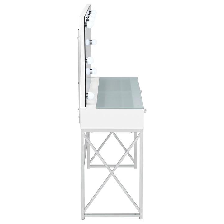 Eliza Vanity Set with Lighting &amp; Stool White and Chrome