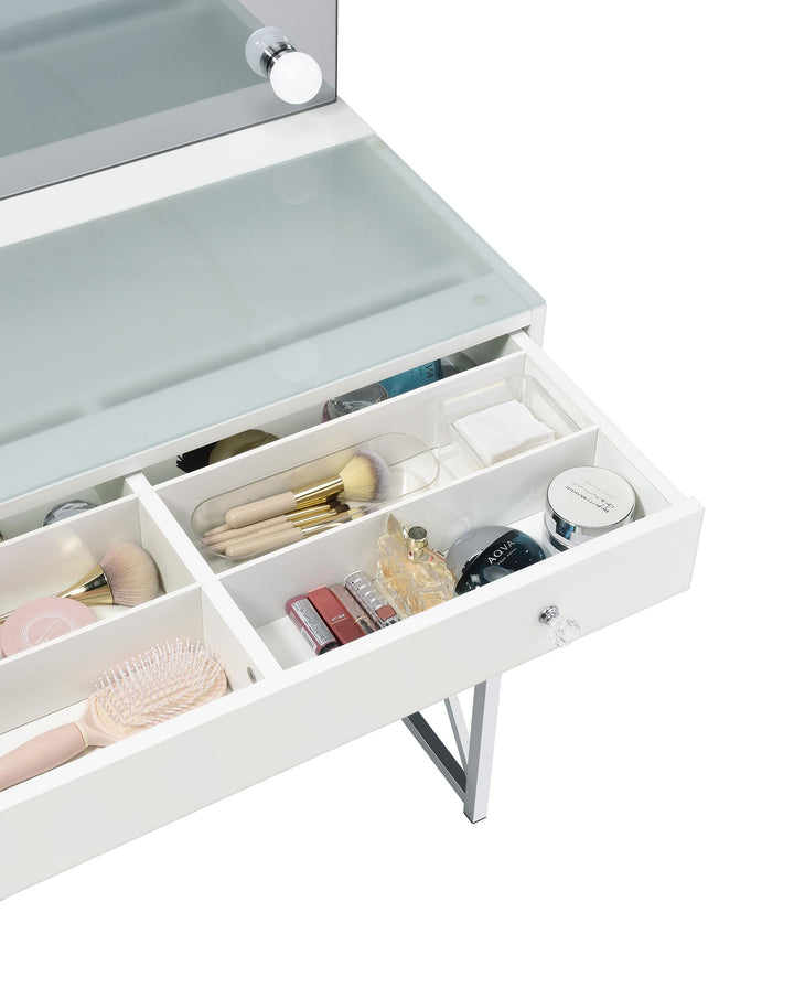 Eliza Vanity Set with Lighting &amp; Stool White and Chrome