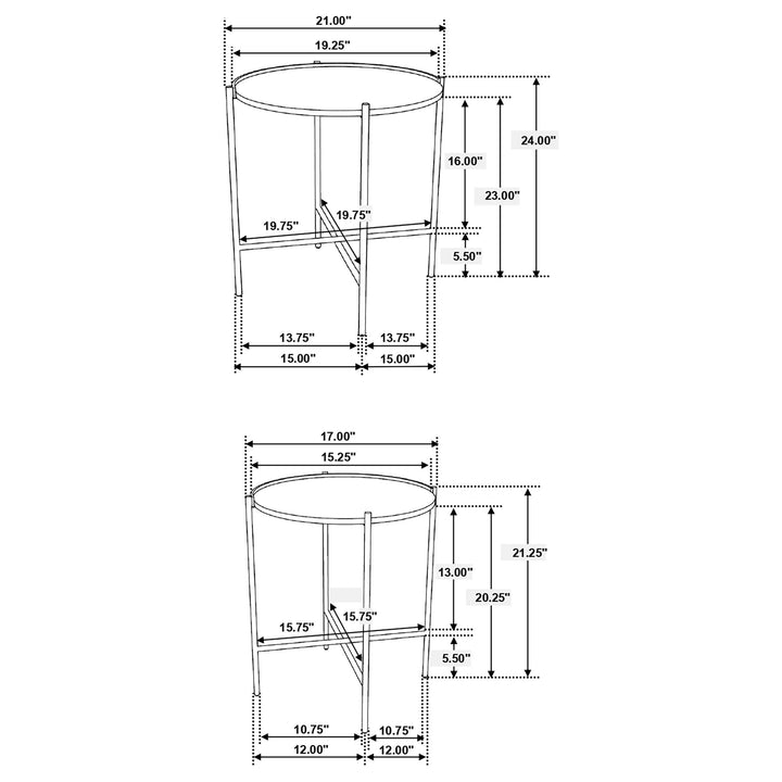 Malka 2-piece Round Wood Nesting Table Dark Brown and Gold