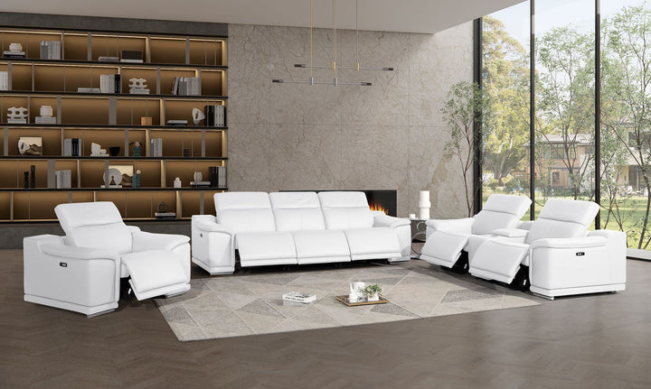 2679 - Power Reclining Sofa, Console Loveseat &amp; Chair Set In Genuine Leather (6 Recliners)
