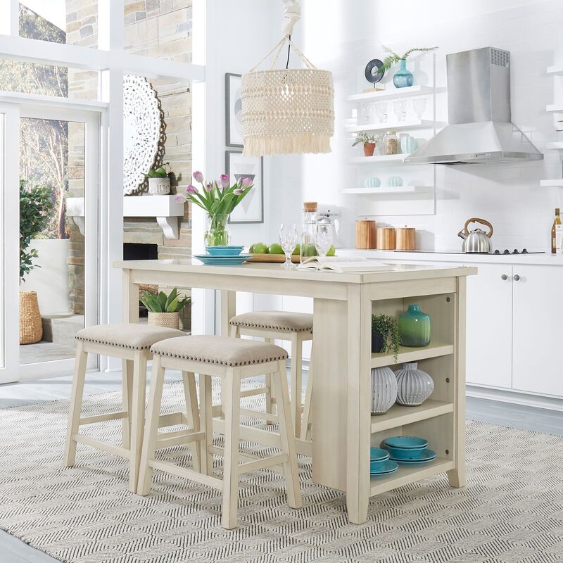 942 White 5PC - Table + 4 Chairs
