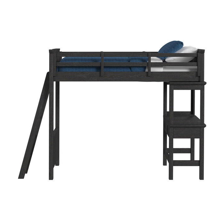 Hampton Kids - Loft Bed With Ladder And Desk With Speaker