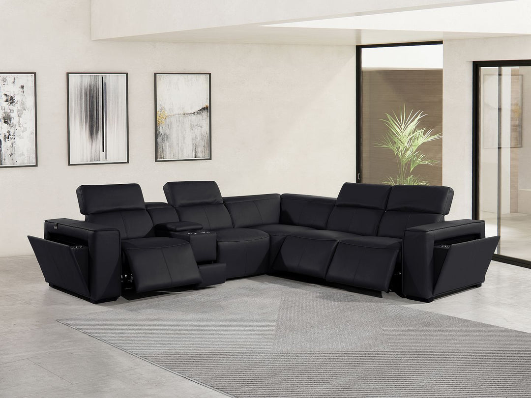 1224 - 6-Piece L-Shaped Sectional Sofa In With 3 Power Recliners &amp; Power Headrests