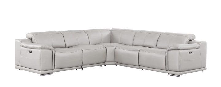 2679 - 5-Piece L-Shaped Power Reclining Sectional In Genuine Leather (3 Recliners)