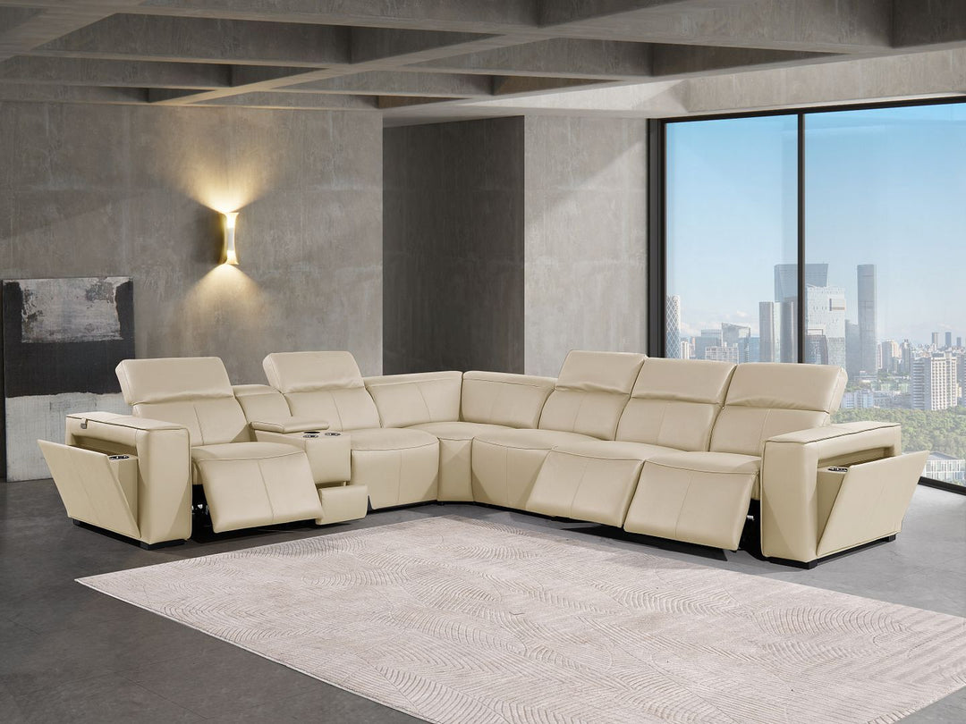 1224 - 7-Piece L-Shaped Sectional Sofa In With 3 Power Recliners &amp; Power Headrests