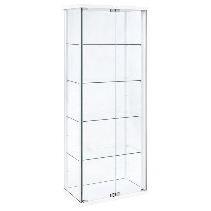 Delphinium 4-Shelf Clear Glass Curio Display Cabinet White