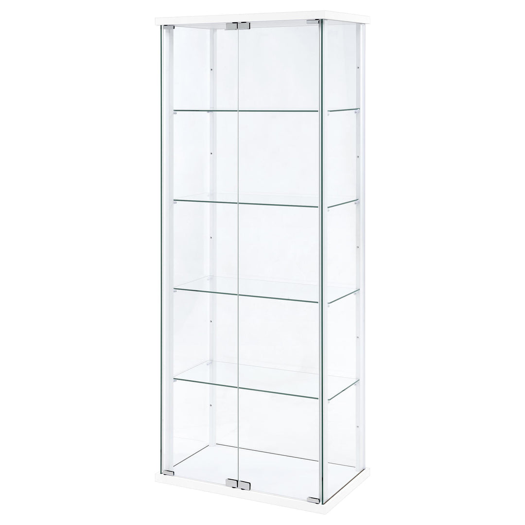 Delphinium 4-Shelf Clear Glass Curio Display Cabinet White