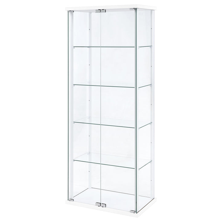 Delphinium 4-Shelf Clear Glass Curio Display Cabinet White