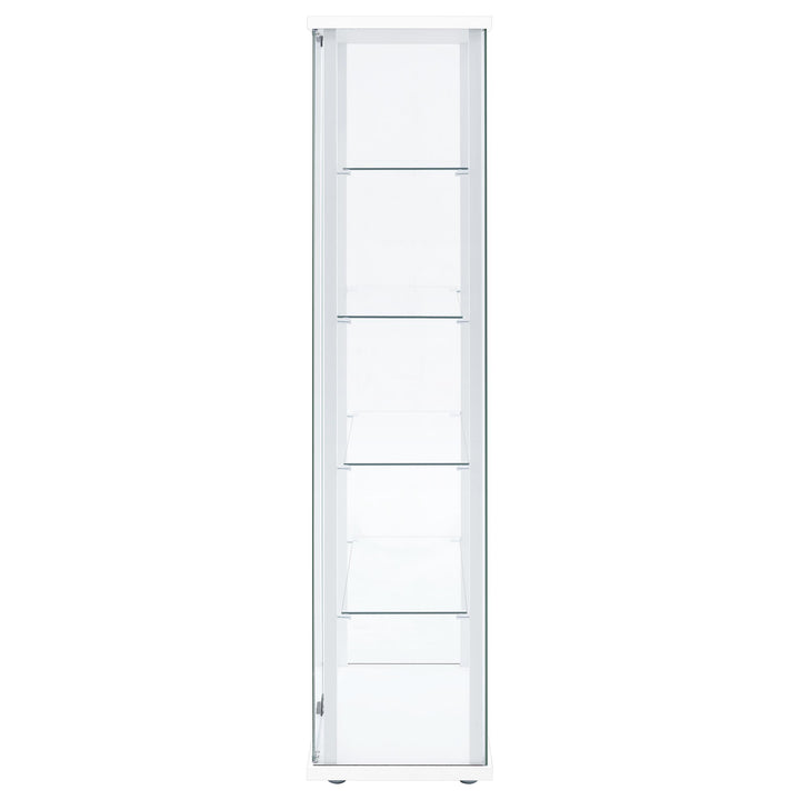 Delphinium 4-Shelf Clear Glass Curio Display Cabinet White