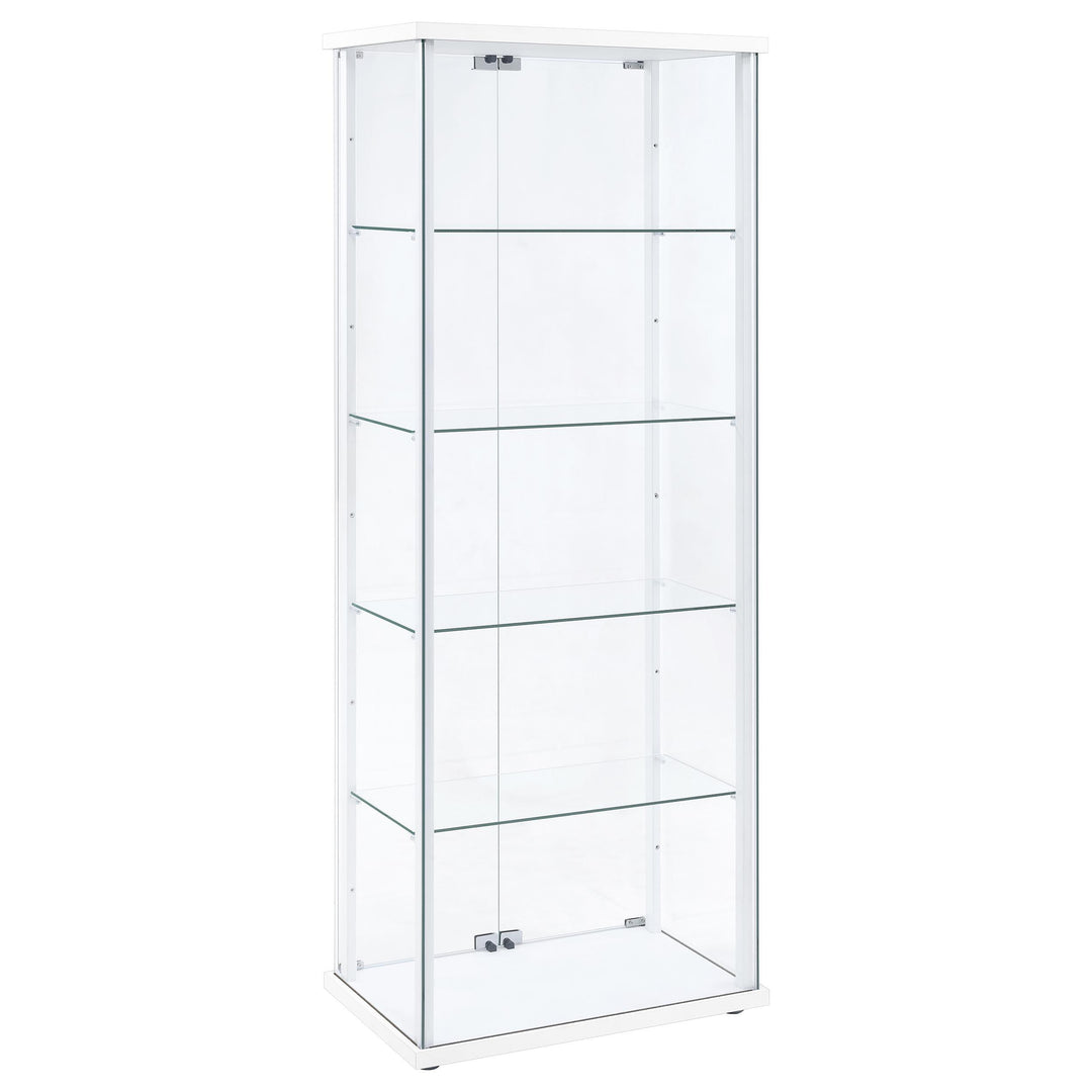 Delphinium 4-Shelf Clear Glass Curio Display Cabinet White