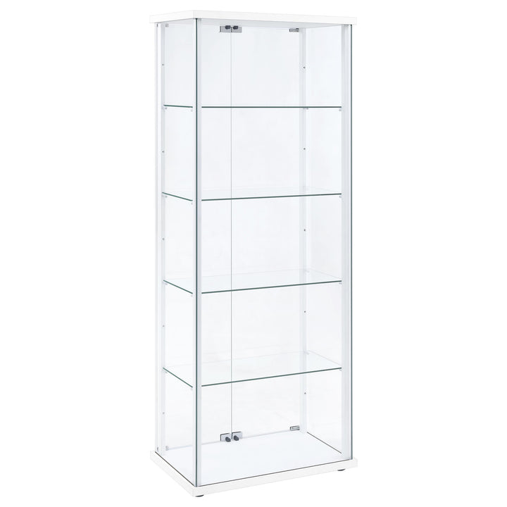 Delphinium 4-Shelf Clear Glass Curio Display Cabinet White