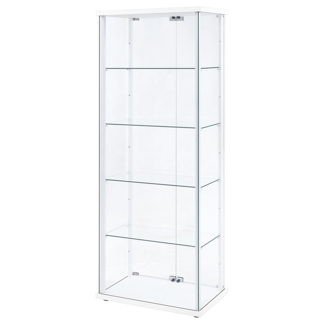Delphinium 4-Shelf Clear Glass Curio Display Cabinet White