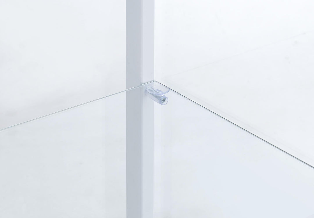 Delphinium 4-Shelf Clear Glass Curio Display Cabinet White