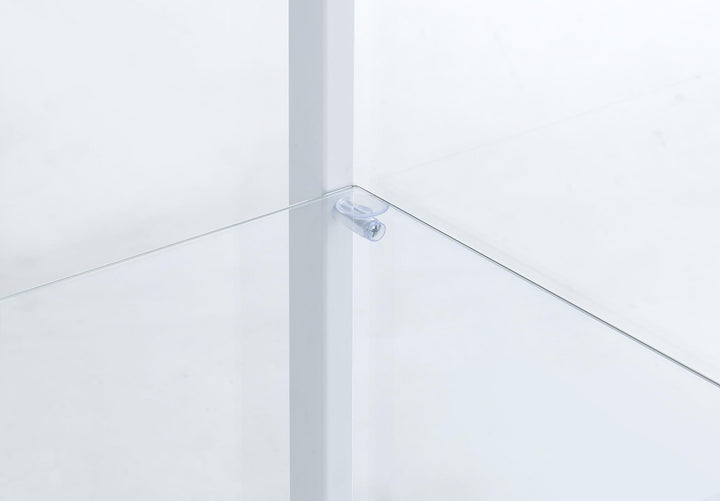 Delphinium 4-Shelf Clear Glass Curio Display Cabinet White