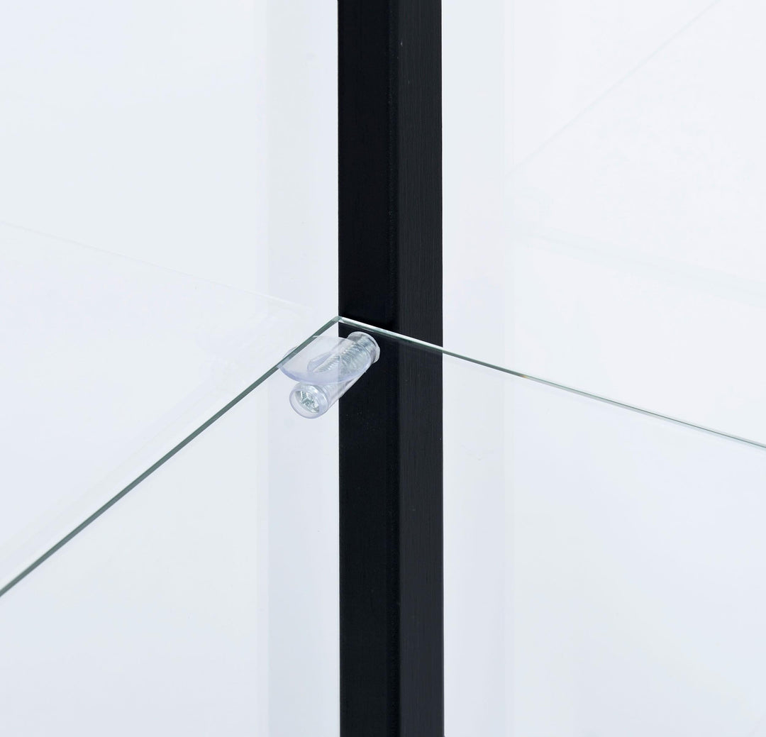 Delphinium 4-Shelf Clear Glass Curio Display Cabinet Black