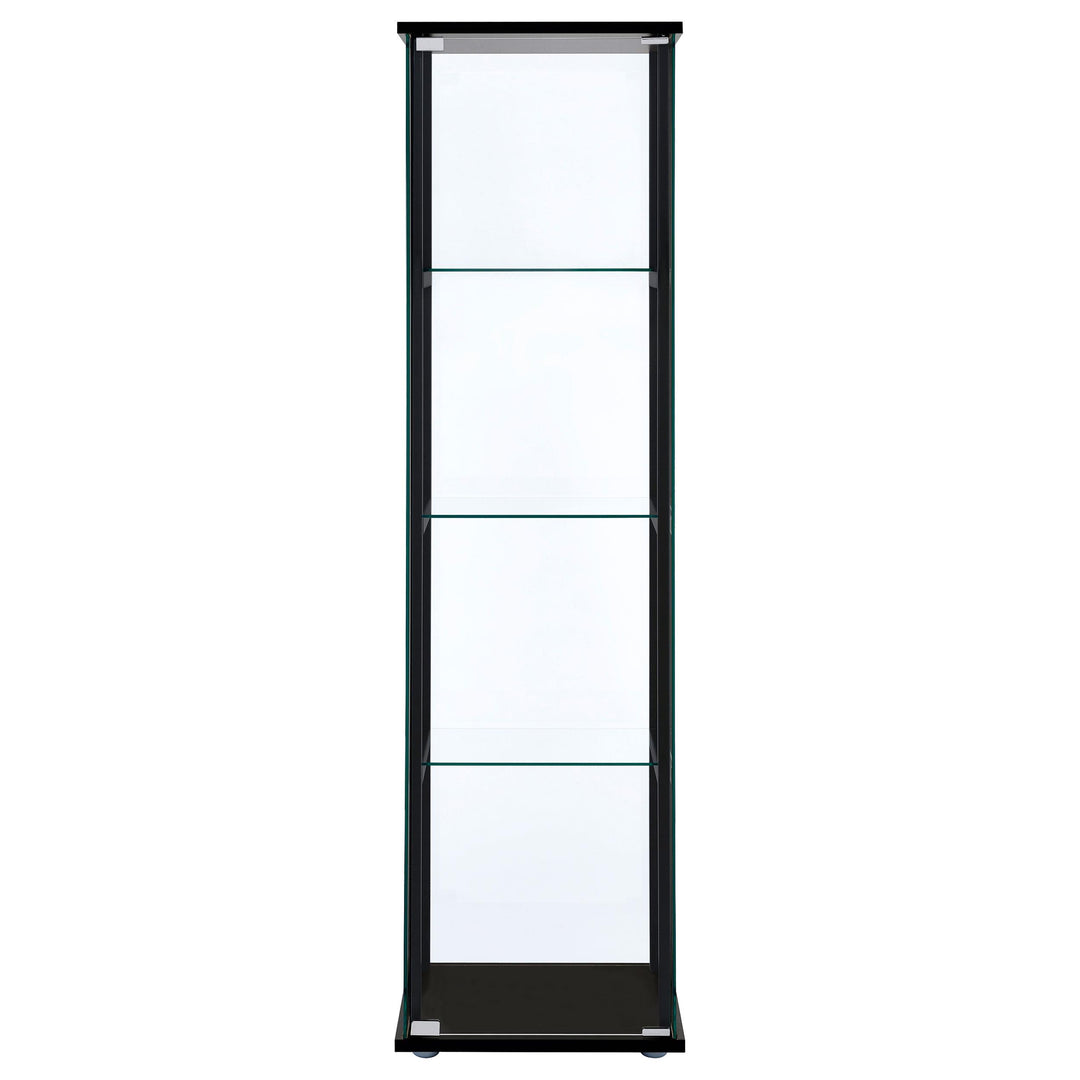 Cyclamen 4-shelf Clear Glass Curio Display Cabinet Black