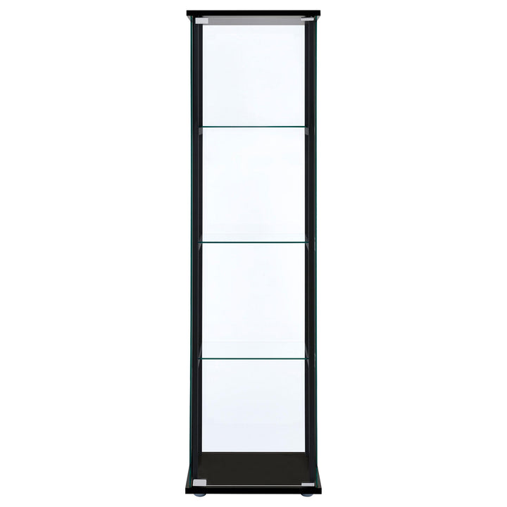 Cyclamen 4-shelf Clear Glass Curio Display Cabinet Black